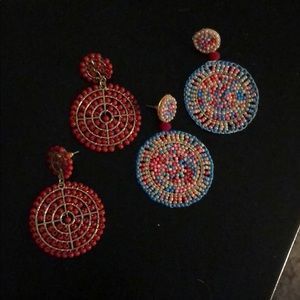 Beaded earrings. Multicolor and red